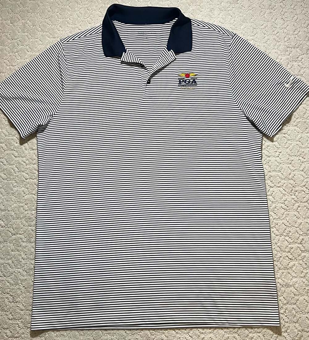 Nike Golf PGA Championship Striped Polo Shirt Size Large